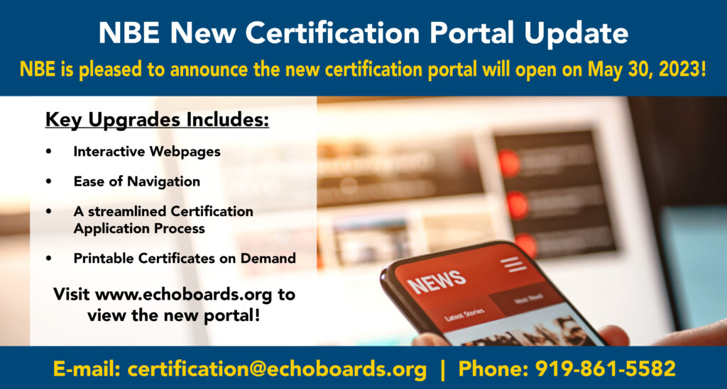 NBE New Certification Portal Update National Board of